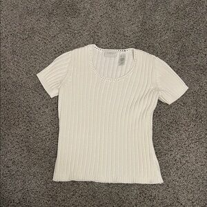 Liz Claiborne short sleeve white sweater size small